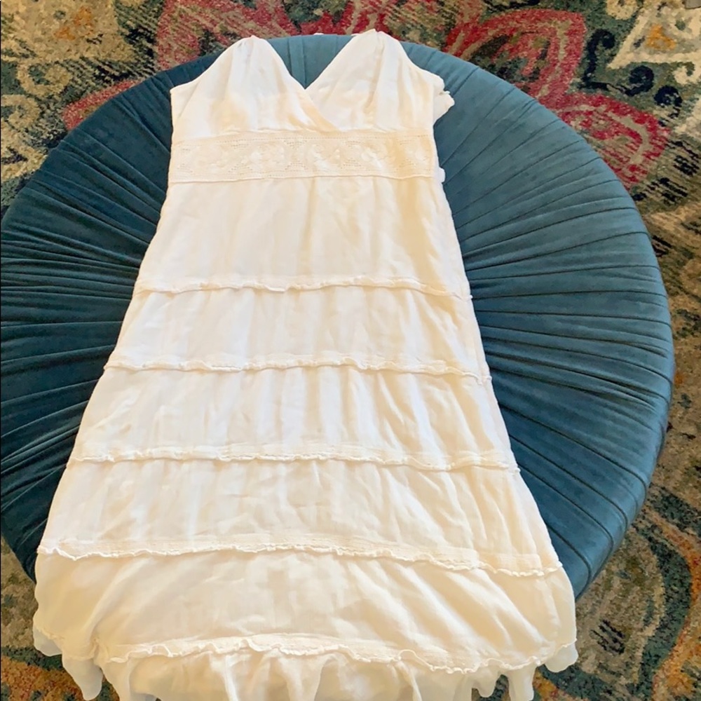 Anthropologie White cotton halter dress